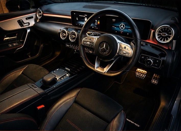 Detailed luxury car leather interior